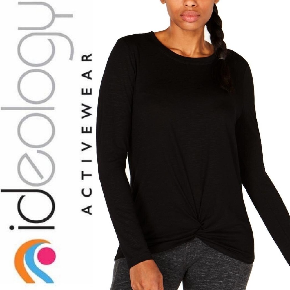 Ideology Knot-Front Athleisure Active Top - Black